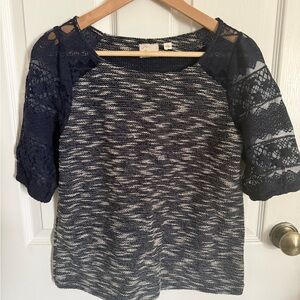 Chic Navy Lace Women's Blouse